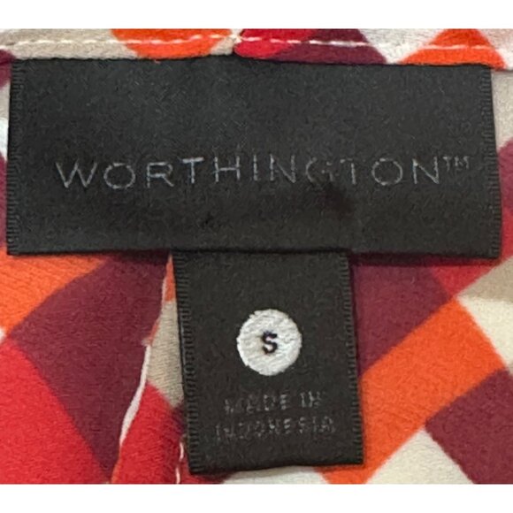 Worthington Brand Geometric Blouse Cap Sleeve 100% Polyester Women's Size S - Picture 5 of 11